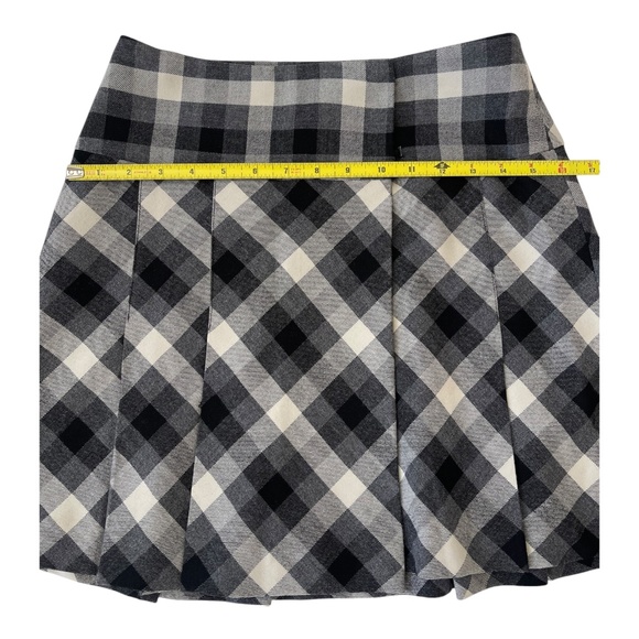 The Limited Black and White Cream Mini A-Line Pleated Plaid Skirt Size 0 - Picture 6 of 12